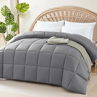 Photo 1 of 100% Viscose Made from Bamboo Comforter, Cooling Soft Lightweight Queen Size Summer Comforter Down Alternative Duvet Insert ?8 Corner Tabs, Breathable Comforter for Hot Sleepers?Grey-Summer?88x88?