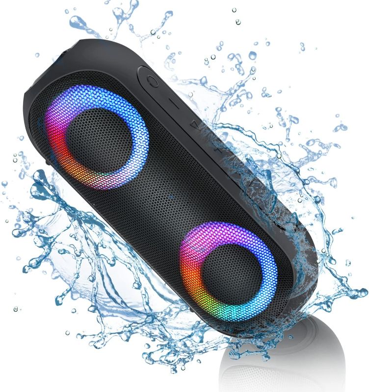 Photo 1 of 
Bluetooth Speakers with Light, 30W Portable Bluetooth Wireless(100FT Range) Loud Stereo Sound, IPX7 Waterproof Shower Speakers, RGB Multi-Colors Rhythm..