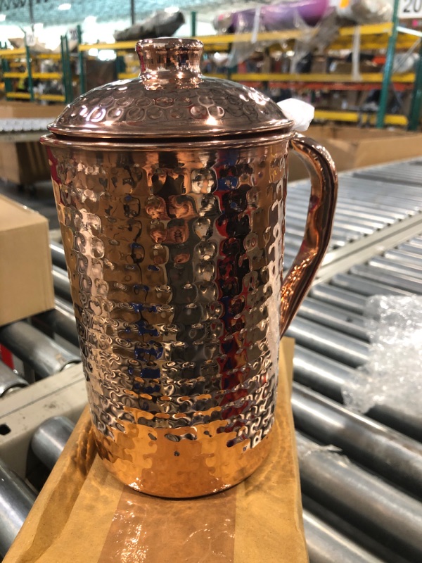 Photo 2 of AncientImpex Pure Copper (99.74%) Hammered Water Jug | Copper Pitcher for Ayurveda Health Benefits (50.7 US Fluid Ounce)