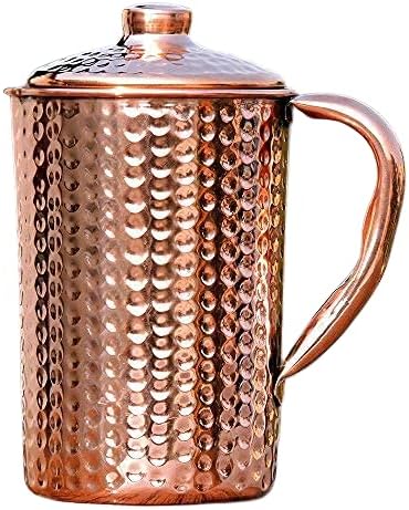 Photo 1 of AncientImpex Pure Copper (99.74%) Hammered Water Jug | Copper Pitcher for Ayurveda Health Benefits (50.7 US Fluid Ounce)