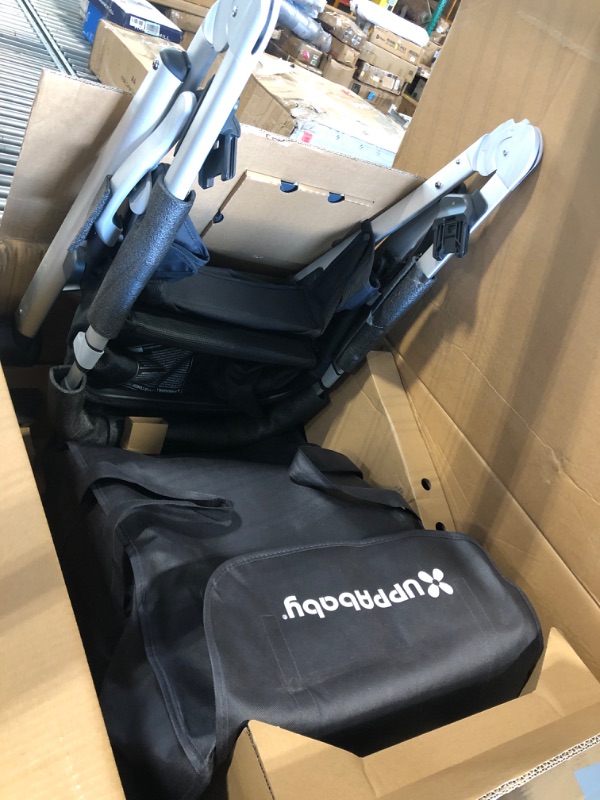 Photo 2 of ***Has Scratches not in good shape.*** UPPAbaby Vista V2 Stroller/Convertible Single-to-Double System/Bassinet, Toddler Seat, Bug Shield, Rain Shield, and Storage Bag Included/Gregory (Blue Mélange/Silver Frame/Saddle Leather)