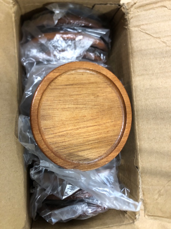 Photo 3 of 12Pack Wide Mouth Mason Jar Lids Acacia Wooden Storage Canning Jar Lids Ball Jars Bamboo Wooden Lids with Airtight Silicone Seal, Brown