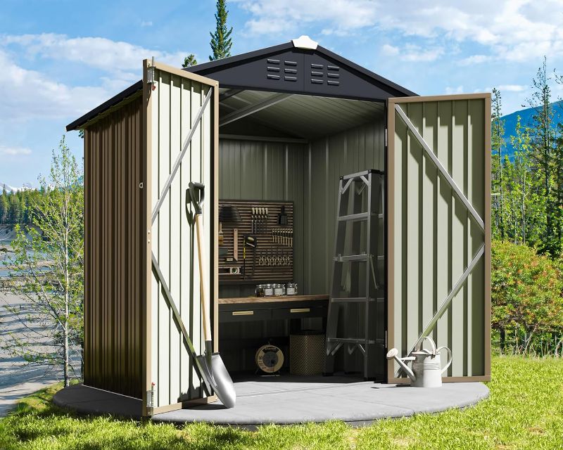 Photo 1 of  Outdoor Storage Shed 6 x 4 ft. Utility Tool Shed Metal Storage Garden Shed with Door & Lock for Patio Storage
