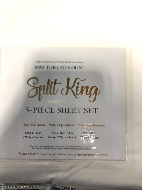 Photo 3 of ***USED***Split King Sheets - Breathable Luxury Sheets with Full Elastic & Secure Corner Straps Built In - 1800 Supreme Collection Extra Soft Deep Pocket Bedding Set, Sheet Set, Split King Size, Ivory