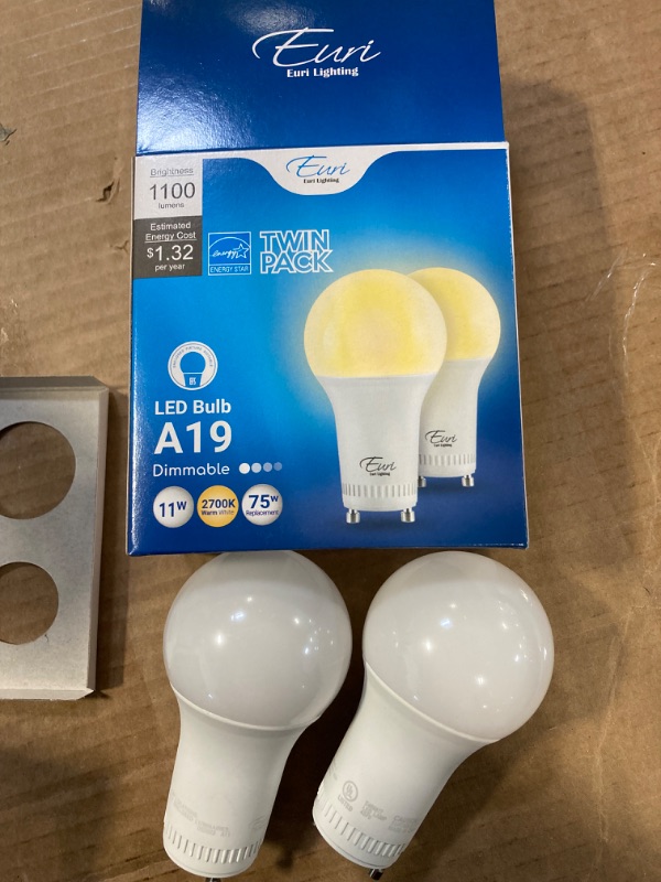 Photo 2 of 2PCs ******* Euri Lighting Dimmable 11W 2700K A19 LED Bulb - GU24 Base (Pack of 2)
