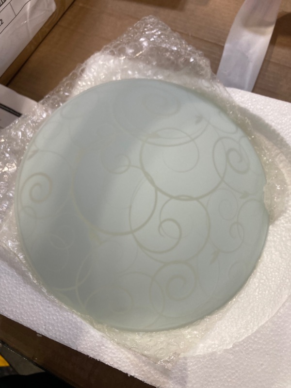 Photo 3 of **USED**Simple Designs FM3000-WHT Round Flushmount Flush Ceiling Light with Scroll Swirl Design, White