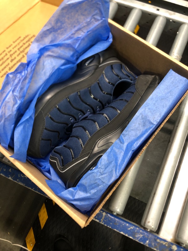 Photo 1 of ***USED***LARNMERN Air Cushion Steel Toe Shoes for Men Lightweight Puncture Proof Safety Toe Tennis Sneakers Breathable Slip Resistant Work Shoe Comfort Indestructible(10.5,Navy Blue,LSE31270)