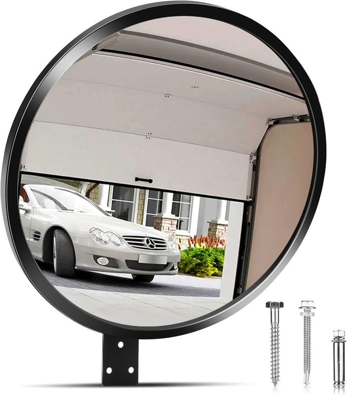 Photo 1 of ***similar*** 12” Acrylic Convex Mirror Convex Security Corner Mirror, Adjustable Fixing Bracket with Wide Angle, Indoor Outdoor Curved Safety Mirror for Room Driveway Parking Garage Office By Hydencamm
