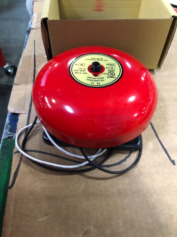 Photo 1 of Red Fire Alarm Bell, 6 Inch 120 Volt AC