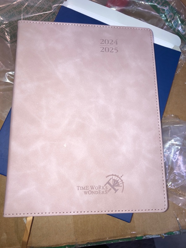 Photo 2 of ***USED***POPRUN Planner 2024-2025 (6.5'' x 8.5'') Academic Calendar Notebook (July 2024 - June 2025) Weekly & Monthly Organizer for time Management, Leather Cover, Monthly Tabs, Inner Pocket - Pink