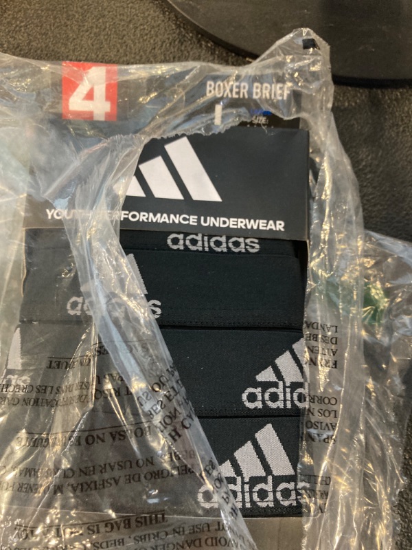 Photo 1 of adidas Boy's Sport Performance Boxer Briefs (4 Pack), Black, L
