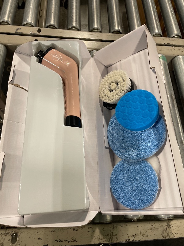 Photo 2 of **** Missing HARDWARE****Leebein Electric Spin Scrubber, Cordless Powerful Scrub Brush for Cleaning Bathroom, Kitchen, Shower Tub and Floor Tile with Adjustable Extension Long Handle and 8 Replaceable Brush Heads(Rose)