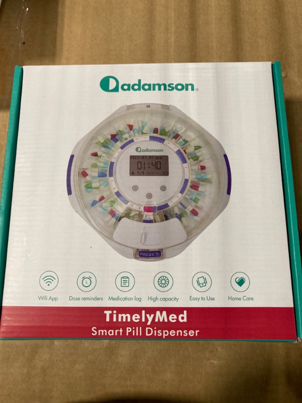 Photo 2 of Adamson TimelyMed Smart Pill Dispenser Machine with Alarm + WiFi App Monitoring + New 2024 + 28 Day Medicine Dispenser + Automatic Pill Dispenser for Elderly with Alarm & Alzheimers Care + Lock Key