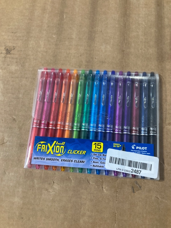 Photo 2 of ***USED***Pilot, FriXion Clicker Erasable Gel Pens, Fine Point 0.7 mm, Pack of 15, Assorted Colors
