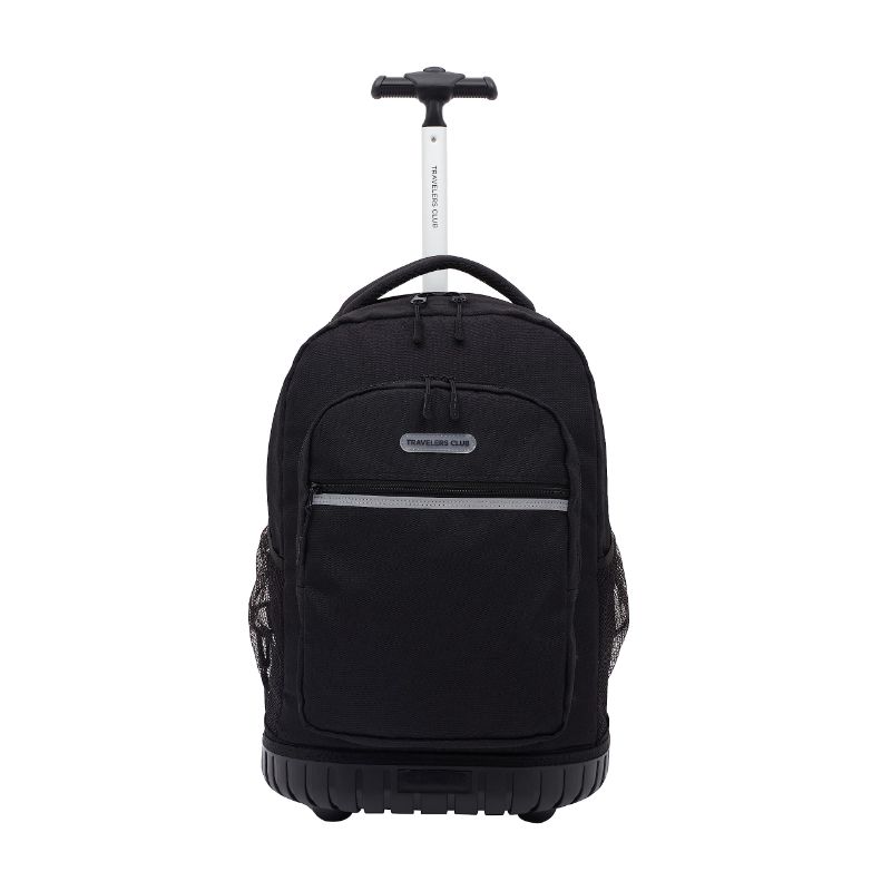 Photo 1 of ****USED**HANDLE IS BROKEN***SOLD AS IS NO RETURNS***ALL SALES ARE FINAL*** Travelers Club Rolling Backpack, Black, 18 Inch
