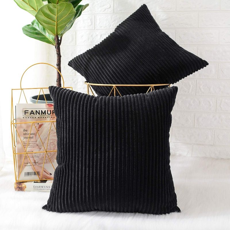 Photo 1 of ***Stock photo is a similar item*** Pack of 2, Corduroy Soft Decorative Square Throw Pillow Cover Cushion Covers Pillowcase, Home Decor Decorations for Sofa Couch Bed Chair 25x25 Inch