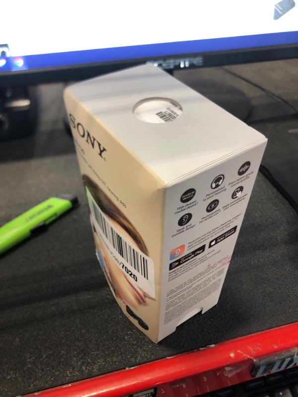 Photo 1 of ***missing one hearing aid***Sony CRE-C20 Self-Fitting OTC Hearing Aids for Mild to Moderate Hearing Loss, Prescription-Grade Sound Quality, Compact Virtually Invisible Design, Customizable App, and Rechargeable Battery