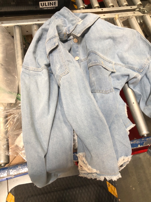 Photo 1 of ***USED***Saukiee Oversized Denim Jacket Distressed Boyfriend Jean Coat Jeans Trucker Jacket for Women Girls