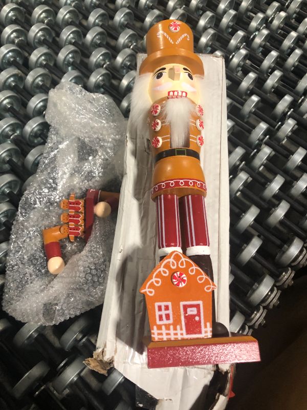 Photo 3 of ***USED***NEEDS REPAIR***Clever Creations Brown Gingerbread Baker 12 Inch Traditional Wooden Nutcracker, Festive Christmas Décor for Shelves and Tables