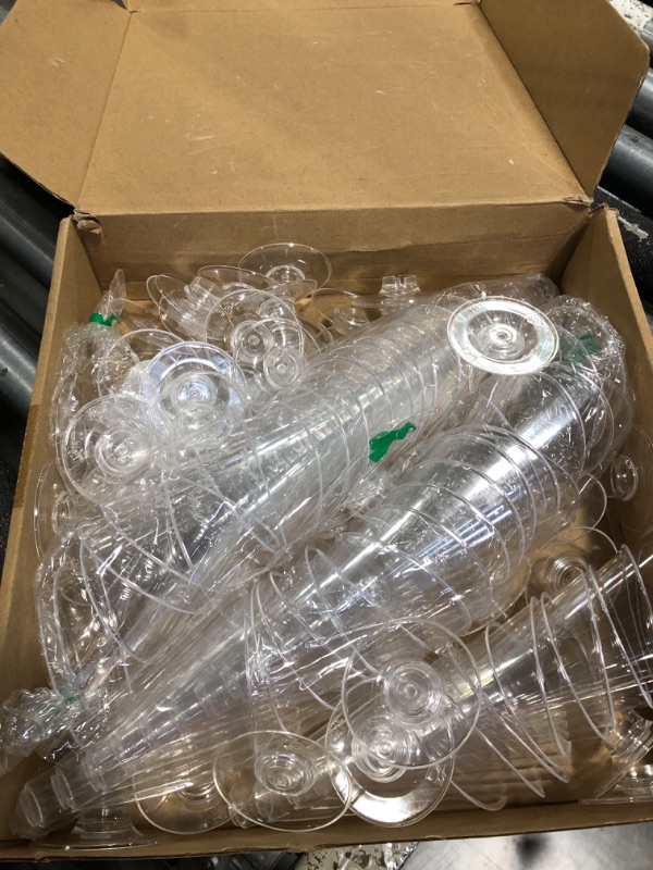 Photo 1 of 50 Pack Clear Dessert Cups with Spoons Mini Dessert Cups with Spoons 4oz Plastic Martini Glasses Disposable Dessert Cups Appetizer Cups for Home Gatherings, Events, Parties, Weddings, Serving, Tasting
