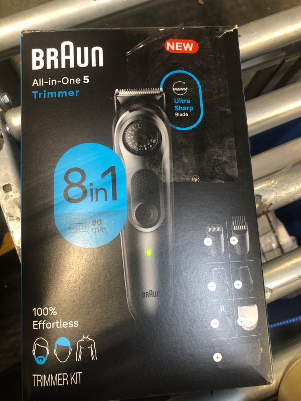 Photo 2 of ***USED***Braun All-in-One Style Kit Series 5 5470, 8-in-1 Trimmer for Men with Beard Trimmer, Body Trimmer for Manscaping, Hair Clippers & More, Ultra-Sharp Blade, 40 Length Settings, Waterproof