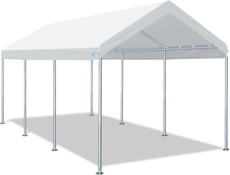 Photo 1 of ADVANCE OUTDOOR 10x20 ft Heavy Duty Carport Potable Car Canopy Garage Party Tent Boat Shelter, Adjustable Height from 9.5 ft to 11 ft, White