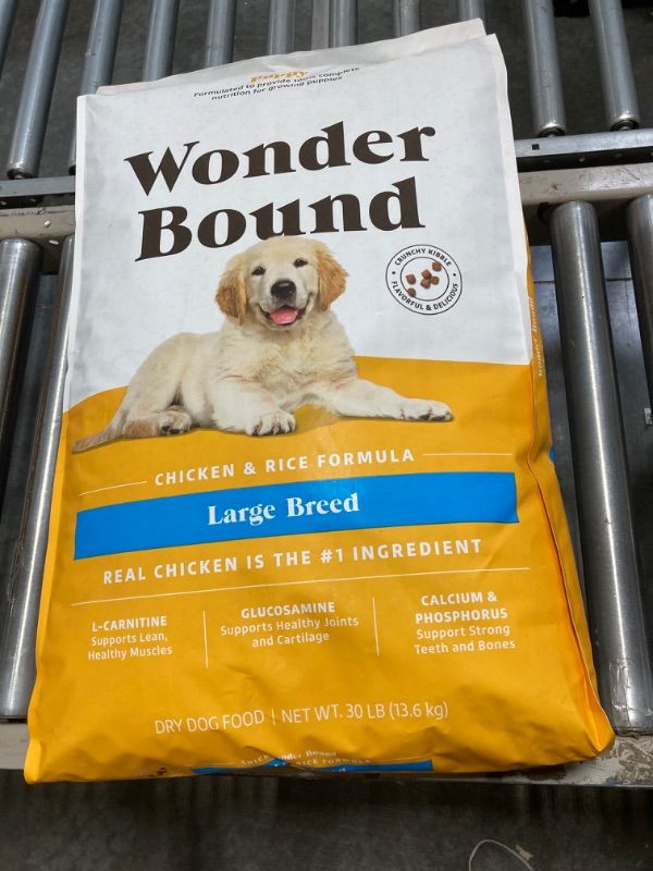 Photo 1 of ***BEST BEFORE 17 OCT 2024*** Amazon Brand - Wonder Bound Large Breed, Puppy Dry Dog Food, Chicken & Rice, 30 pound (Pack of 1)
