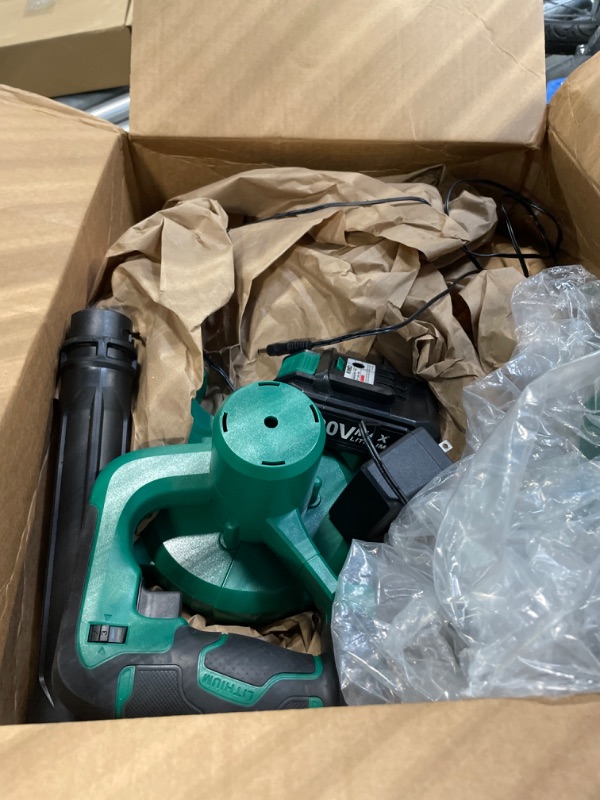 Photo 3 of ***USED***K I M O. Cordless Leaf Blower Vacuum Combo 4 IN 1, 3 Nozzles for Inflation & Compression,3 Modes & Variable Speed, 20000RPM 150MPH, 2000mAh Battery, Extended Tube, Mini Leaf Blowers for Lawn Care|Yard