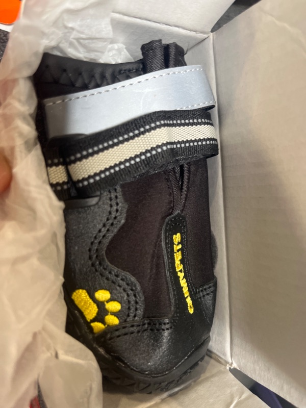 Photo 3 of ***USED***QUMY Dog Boots Waterproof Shoes for Dogs with Reflective Strips Rugged Anti-Slip Sole Black 4PCS