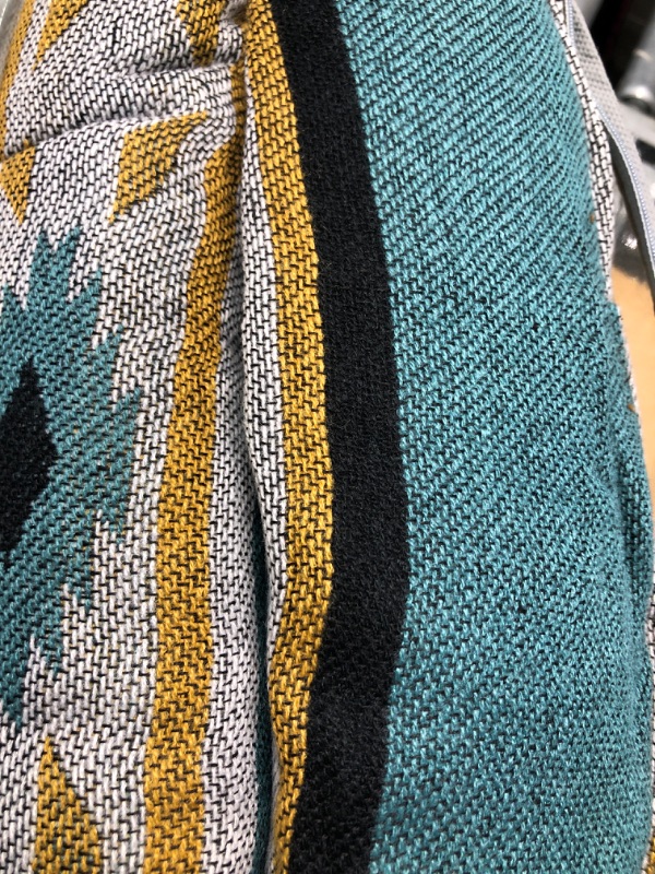 Photo 3 of ***used***Aztec Patterned Throw Blanket with Soft Sherpa Lining, Traditional Southwestern Navajo Tribal Style Warm Throw for Camping, Outdoor, Light Weight Cozy Boho Blanket for Couch, Sofa, Bed, 60”x80”, Teal