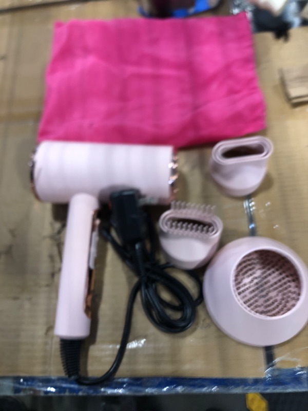 Photo 2 of ****one part of dryer is broken****FUNTIN Hair Dryer, Blow Dryer with Diffuser Brush for Women 4C Thick Hair Ionic Hair Dryer(Baby Pink)