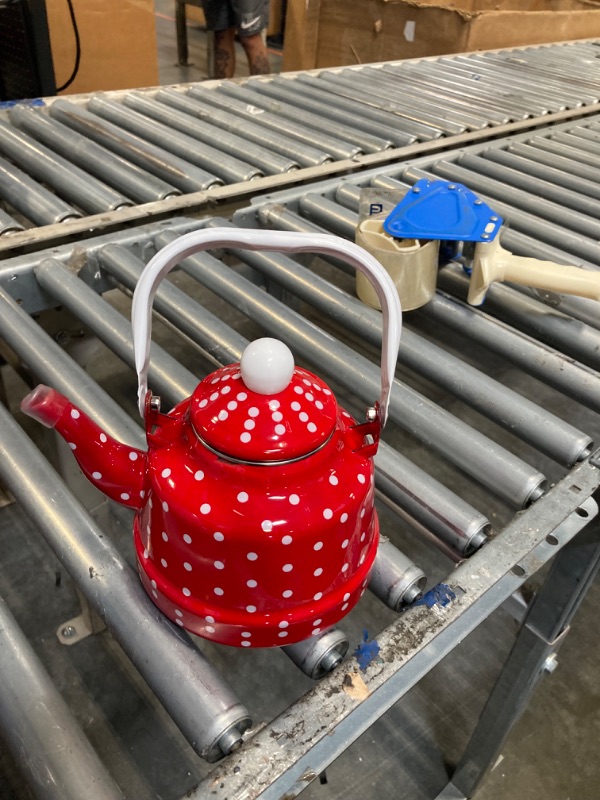 Photo 3 of 1.8 Quart Enamel Tea Kettle: Stovetop Porcelain Enameled Teakettle Vintage Enamel Tea Kettle Colorful Floral Steel Teapot Coffee Pot for Stovetop, Hot Water?No Whistling?