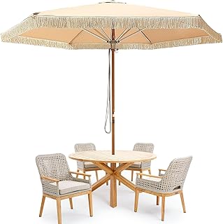 Photo 1 of ***used***Patio Umbrella 10FT - Large Fringe Umbrella Outdoor | Heavy-Duty, Fade-Resistant | Sturdy Aluminum, Steel & Anodized Aluminum Frame | Elegant European Design for Garden, Deck, Backyard, Porch, Balcony, Beach & Pool