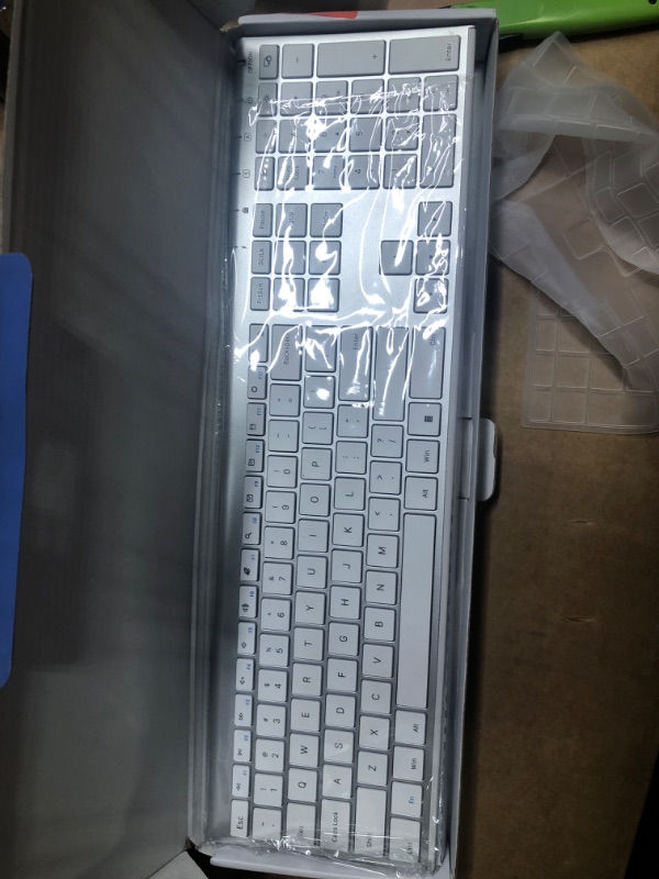 Photo 2 of ***MISSING  MOUSE***
 Wireless Keyboard and Mouse, Vssoplor 2.4GHz Rechargeable Compact Quiet Full-Size Keyboard and Mouse Combo with Nano USB Receiver for Windows, Laptop, PC, Notebook-White SilverLPNRRHZ9170757
