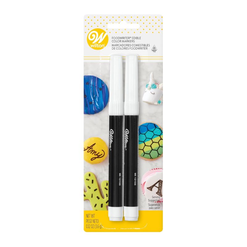 Photo 1 of Wilton Black Food Marker, 2-Count Pack of Edible Markers, Ideal for Cookies and Cakes - 2pk bundle

