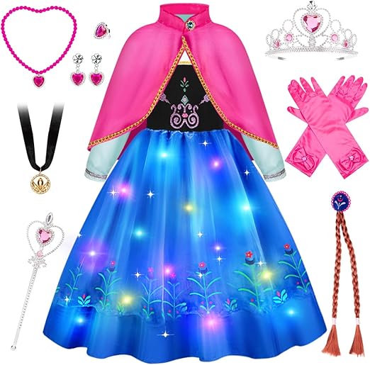 Photo 1 of Meland Princess Dress Up for Girls - Light Up Dress Up Clothes for Little Girls, Halloween Costume for Girl Age 3-10 Year Old, M
