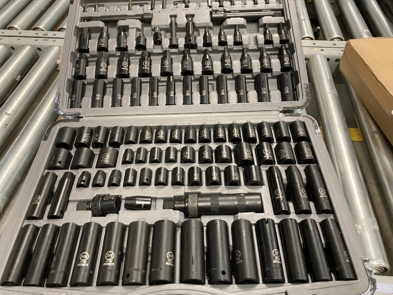 Photo 1 of boen 119 Piece Impact Socket Set, 1/2" & 3/8" Drive Socket Set Deep/Shallow SAE/Metric, Cr-MO & S2, 6 Point, Impact Bit, Allen Sockets Included