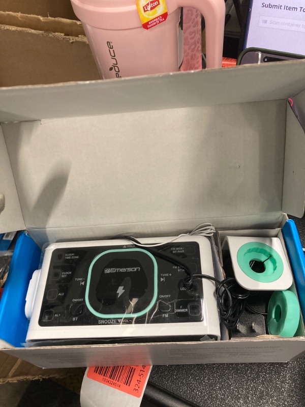 Photo 1 of Emerson Smartset Dual Alarm Clock FM Radio with Wireless Charging, Bluetooth Speaker, Ultra Fast Charging for Airpods/iPhone, Foldable Stand, USB Charger, Adjustable LED Glow, ER100501