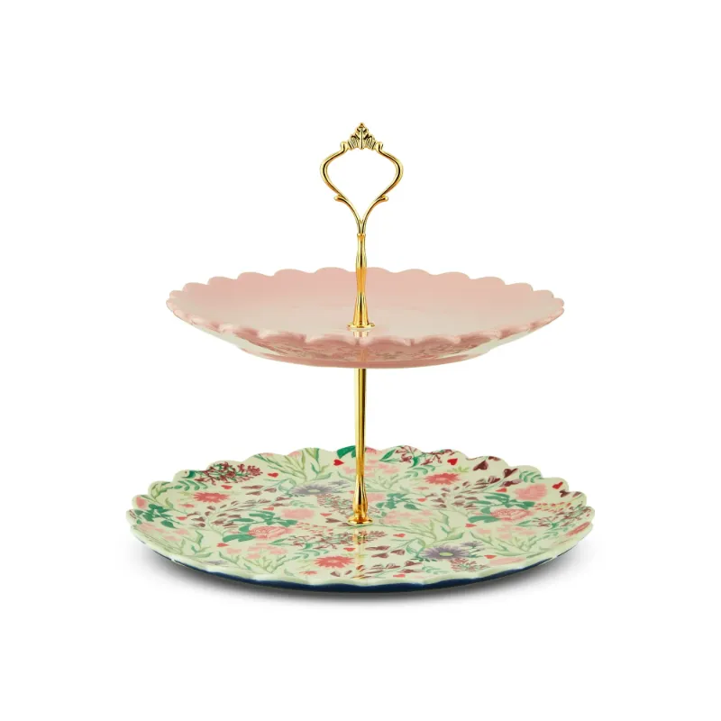 Photo 1 of Bridgerton Floral Tiered Tray, Multi-Color, 12 Inches
