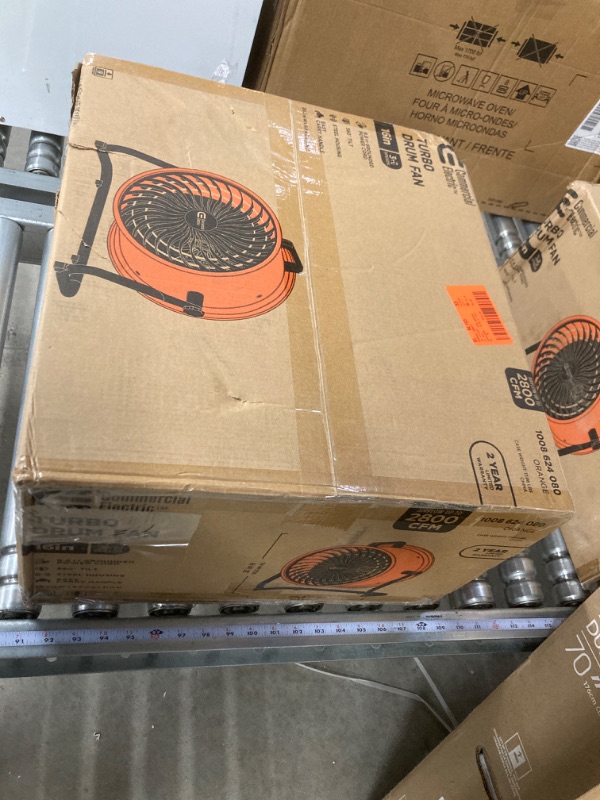 Photo 2 of 16 in. 3-Speed Drum Floor Fan in Orange High Velocity Turbo