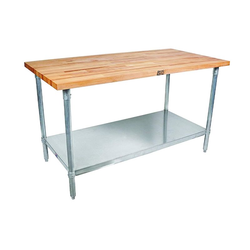 Photo 1 of ***PARTS ONLY***
John Boos Maple Work Table, 48 x 30 x 1.5 Inch, Edge Grain Construction, Adjustable Lower Shelf, Galvanized Steel, 89 pounds, Brown, Oil Finish, Model JNS09