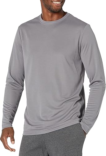 Photo 1 of Amazon Essentials Long Sleeve Shirt for Men, Performance Tech, XL Grey