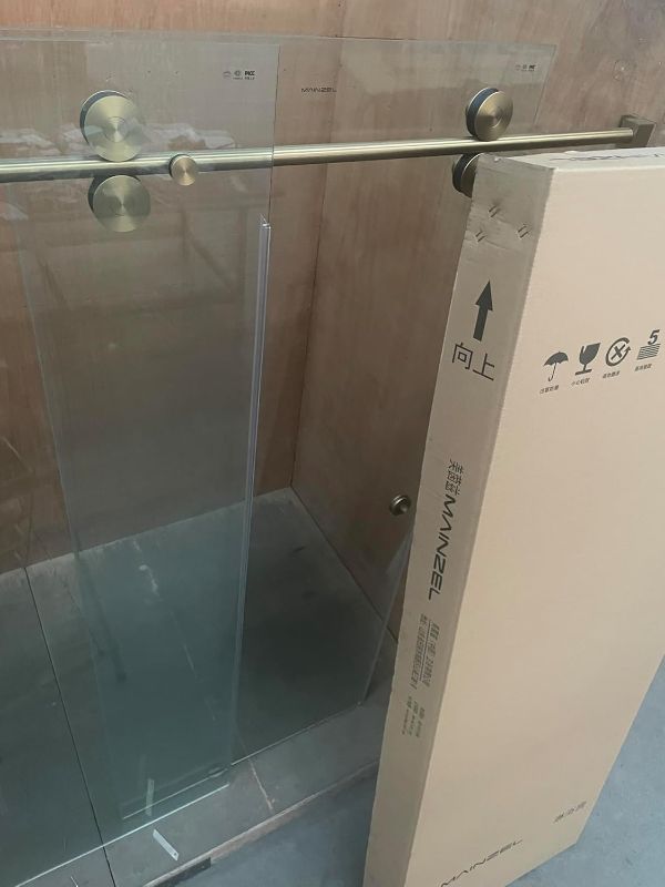 Photo 3 of 36X76 Inches Screen Shower Doors Screen Glass + Aluminum Wall Material, Brass and Stainless Steel Fittings, Easy to Clean Glass, Tempered Glass