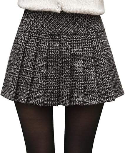 Photo 1 of chouyatou Women's Casual Plaid High Waist A-Line Wool Pleated Short Skirt