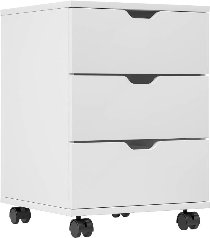 Photo 1 of Cabinet for Home Office, 3 Drawer Chest Wood, Drawers Unit for Under Desk, Storage Drawers Cabinet White