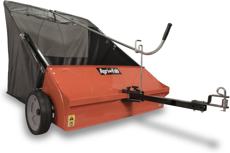 Photo 1 of Agri-Fab 45-0492 44" Tow-Behind Lawn Sweeper, 25 cu. ft Hopper Bag Capacity; Leaf & Grass Cathcher, with Adjustable Brush Height and Dump From Seat Handle