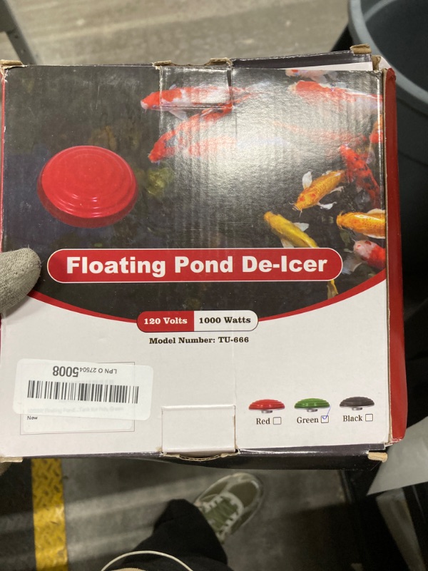 Photo 2 of 1000W Floating Pond Heater, Durable Cast Aluminum Thermostatically Controlled Upgraded Built-in Foam for Anti Sinking with Auto Shut Off Fish Pond Heater for Pond Stock Tank Koi Fish, Green