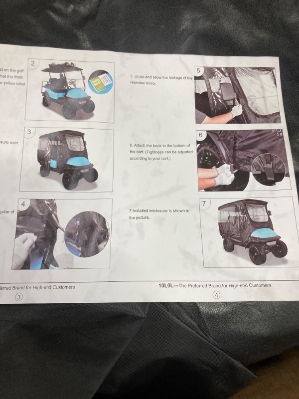 Photo 2 of 10L0L 4 Passenger Golf Cart Enclosure for Club Car Precedent-94.5'' Extended Roof with Security Side Mirror Openings,600D Waterproof Portable Transparent Golf Cart Rain Cover Driving Enclosure