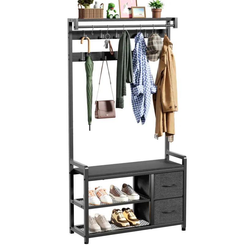 Photo 3 of 



JOZ
JOZ Entryway Hall Tree with Shoe Bench and Top Shelf, 5-in-1 Coat Rack with Removable 18 Hooks and 2 Drawers, for Hallway or Living Room, Black