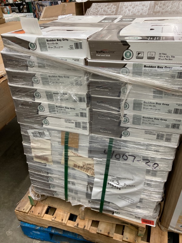 Photo 1 of 82 Boxes-Trafficmaster 26293 Peel N' Stick Tile 12" X 12" Bodden Bay Grey 1.65 mm (0.065") / 30 sq. ft. Per Case, 2.15 " x 12.25 " x 12.25" (Pack of 30)